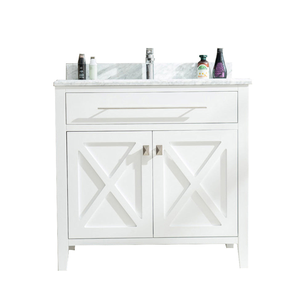 Laviva Wimbledon 36" White Bathroom Vanity 313YG319-36W-WC White Carrara Top