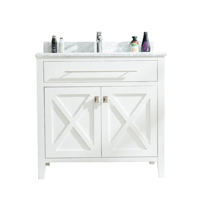 Laviva Wimbledon 36" White Bathroom Vanity 313YG319-36W-WC White Carrara Top