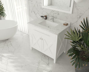 Laviva Wimbledon 36" White Bathroom Vanity 313YG319-36W-WC White Carrara Top up