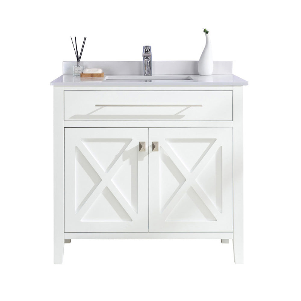 Laviva Wimbledon 36" White Bathroom Vanity 313YG319-36W-WQ White Quartz Top