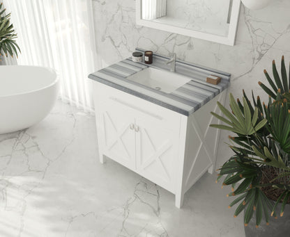 Laviva Wimbledon 36" White Bathroom Vanity 313YG319-36W-WS White Stripes Top up