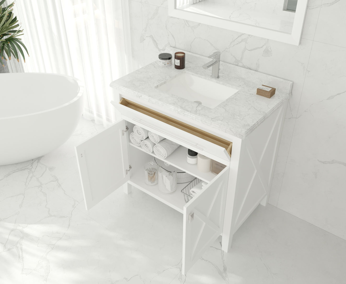 Laviva Wimbledon White Bathroom Vanity Cabinet 313YG319-36W, 36" up