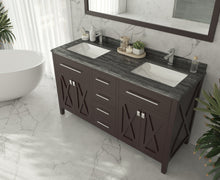 Load image into Gallery viewer, Laviva Wimbledon 60&quot; Brown Double Sink Bath Vanity Set  313YG319-60B-BW Black Wood Top up