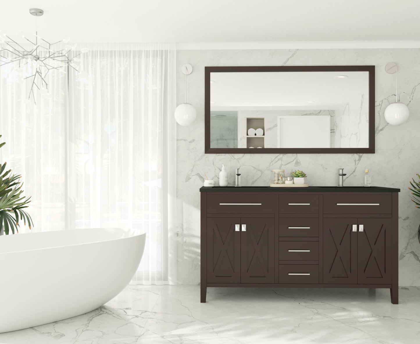 Laviva Wimbledon 313YG319-60B, 60" Brown Double Sink Bath Vanity Set