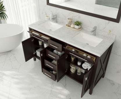 Laviva Wimbledon 313YG319-60B, 60" Brown Double Sink Bath Vanity Set