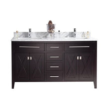 Load image into Gallery viewer, Laviva Wimbledon 60&quot; Brown Double Sink Bath Vanity Set  313YG319-60B-WC White Carrara Top