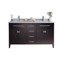 Load image into Gallery viewer, Laviva Wimbledon 60&quot; Brown Double Sink Bath Vanity Set  313YG319-60B-WS White Stripes Top
