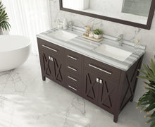 Load image into Gallery viewer, Laviva Wimbledon 60&quot; Brown Double Sink Bath Vanity Set  313YG319-60B-WS White Stripes Top up