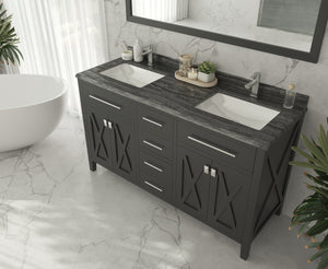 Laviva Wimbledon 60" Espresso Double Sink Bath Vanity Set  313YG319-60E-BW Black Wood Top up