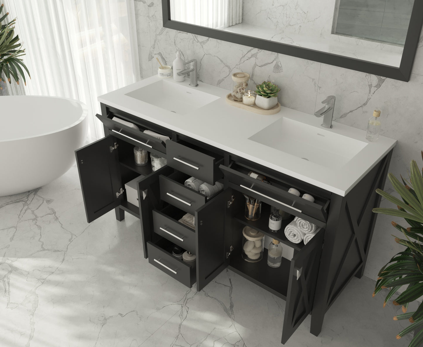 Laviva Wimbledon 313YG319-60E, 60" Espresso Double Sink Bath Vanity Set