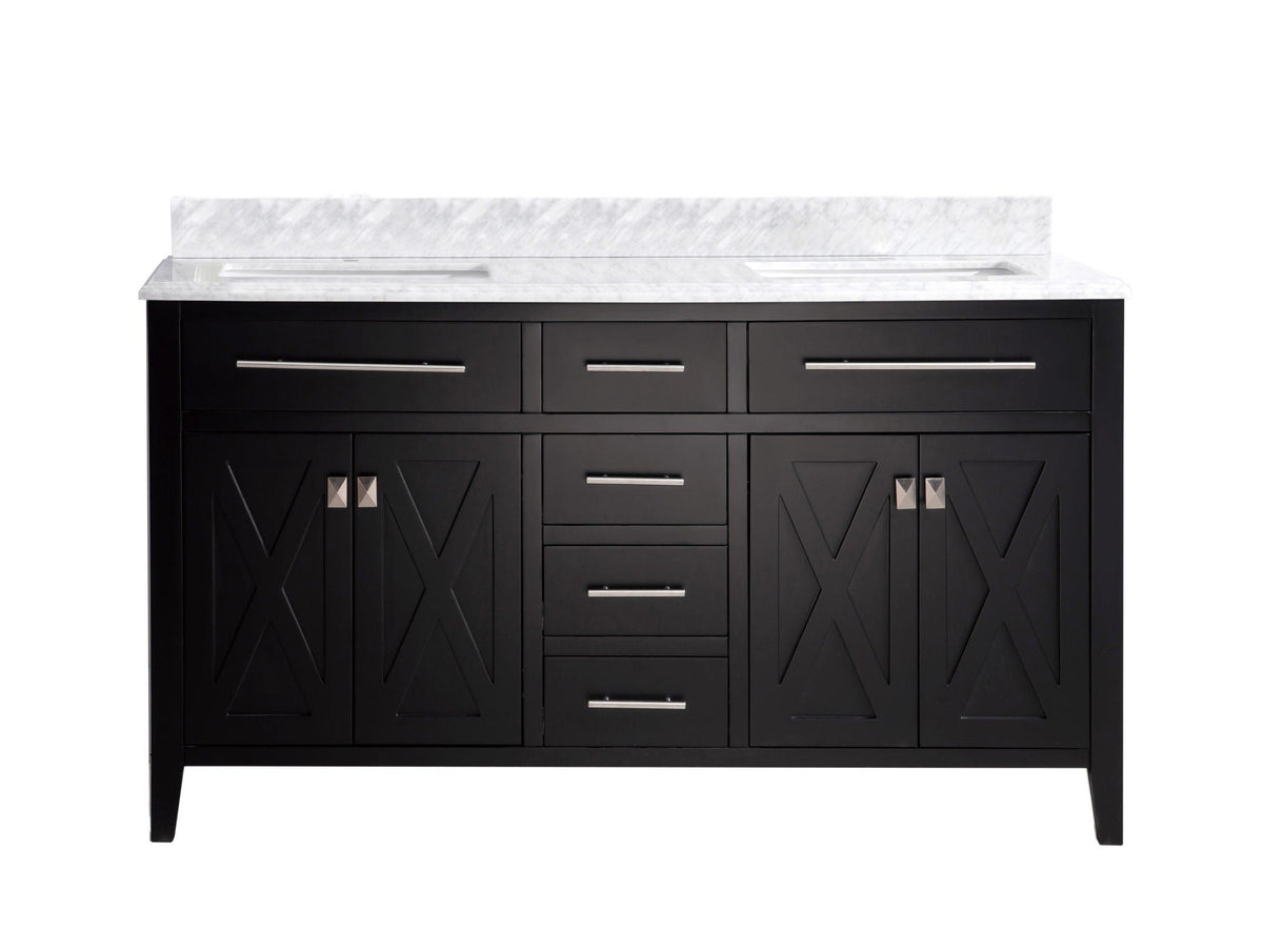 Laviva Wimbledon 60" Espresso Double Sink Bath Vanity Set  313YG319-60E-WC White Carrara Top