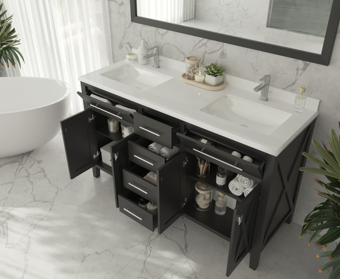 Laviva Wimbledon 313YG319-60E, 60" Espresso Double Sink Bath Vanity Set