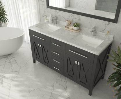 Wimbledon 313YG319-60 Double Sink Bath Cabinet  60" in Four colors