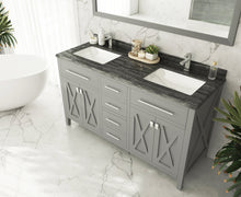 Load image into Gallery viewer, Wimbledon 60&quot; Grey Double Sink Bath Vanity Set 313YG319-60G-BW Black Wood Top up