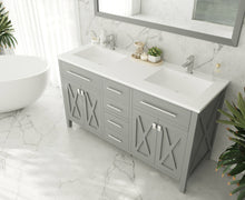 Load image into Gallery viewer, Wimbledon 60&quot; Grey Double Sink Bath Vanity Set 313YG319-60G-MW Matte White Top up