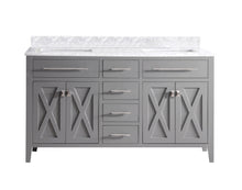 Load image into Gallery viewer, Wimbledon 60&quot; Grey Double Sink Bath Vanity Set 313YG319-60G-WC White Carrara Top