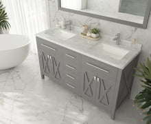 Load image into Gallery viewer, Wimbledon 60&quot; Grey Double Sink Bath Vanity Set 313YG319-60G-WC White Carrara Top up
