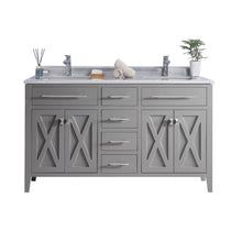 Load image into Gallery viewer, Wimbledon 60&quot; Grey Double Sink Bath Vanity Set 313YG319-60G-WS White Stripes Top