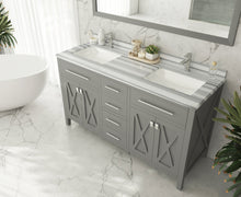 Load image into Gallery viewer, Wimbledon 60&quot; Grey Double Sink Bath Vanity Set 313YG319-60G-WS White Stripes Top up