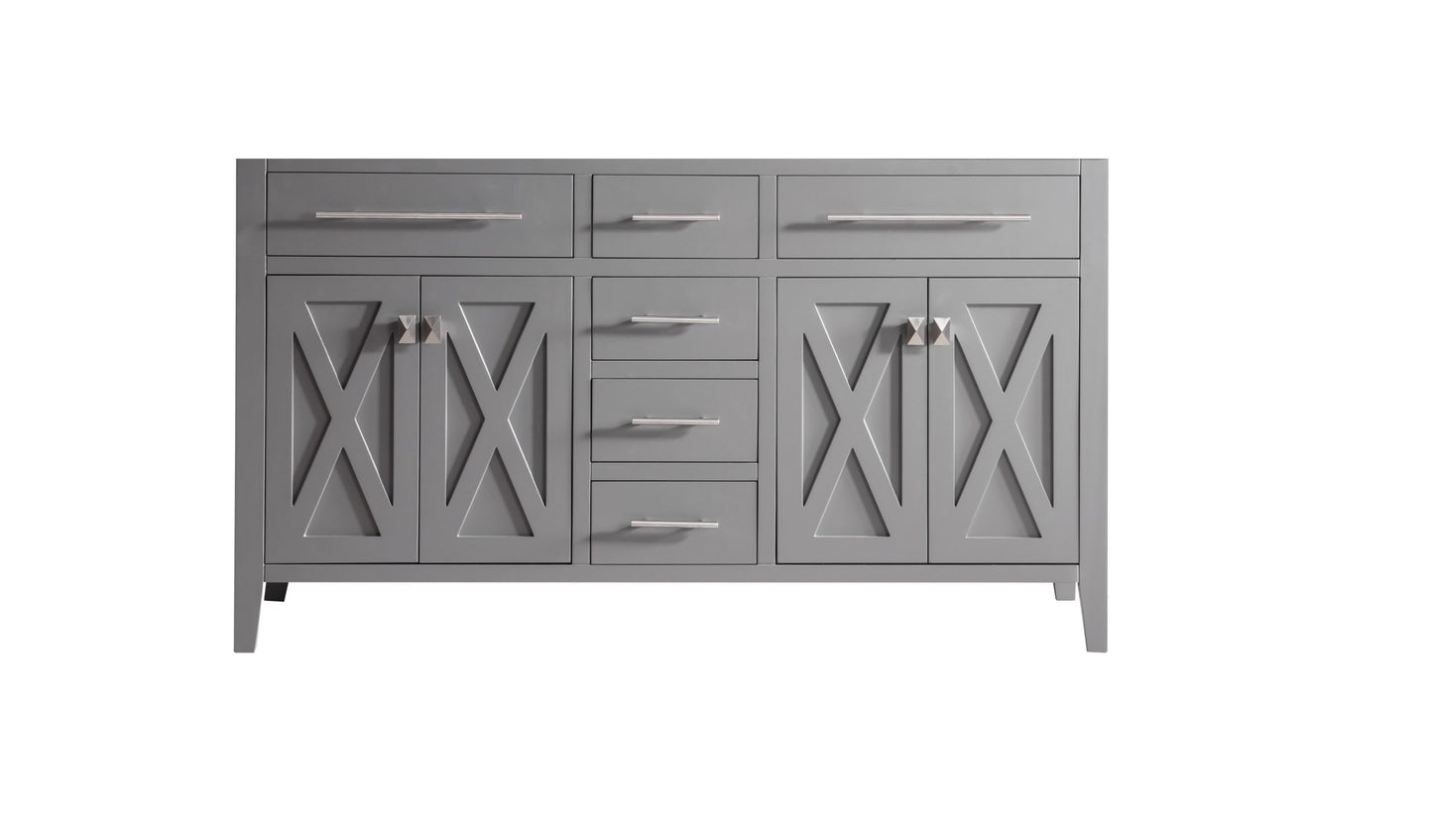 Wimbledon 313YG319-60G Grey Double Sink Bath Cabinet 60" 