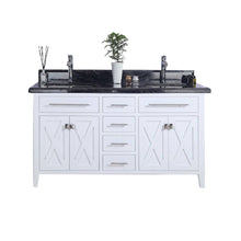 Load image into Gallery viewer, Wimbledon  60&quot; White Double Sink Bath Vanity Set 313YG319-60W-BW Black Wood Top