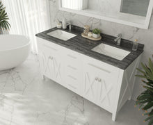 Load image into Gallery viewer, Wimbledon  60&quot; White Double Sink Bath Vanity Set 313YG319-60W-BW Black Wood Top up