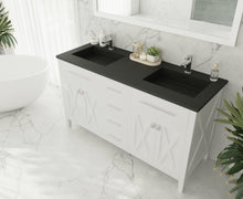 Load image into Gallery viewer, Wimbledon  60&quot; White Double Sink Bath Vanity Set 313YG319-60W-MB Matte Black Top up