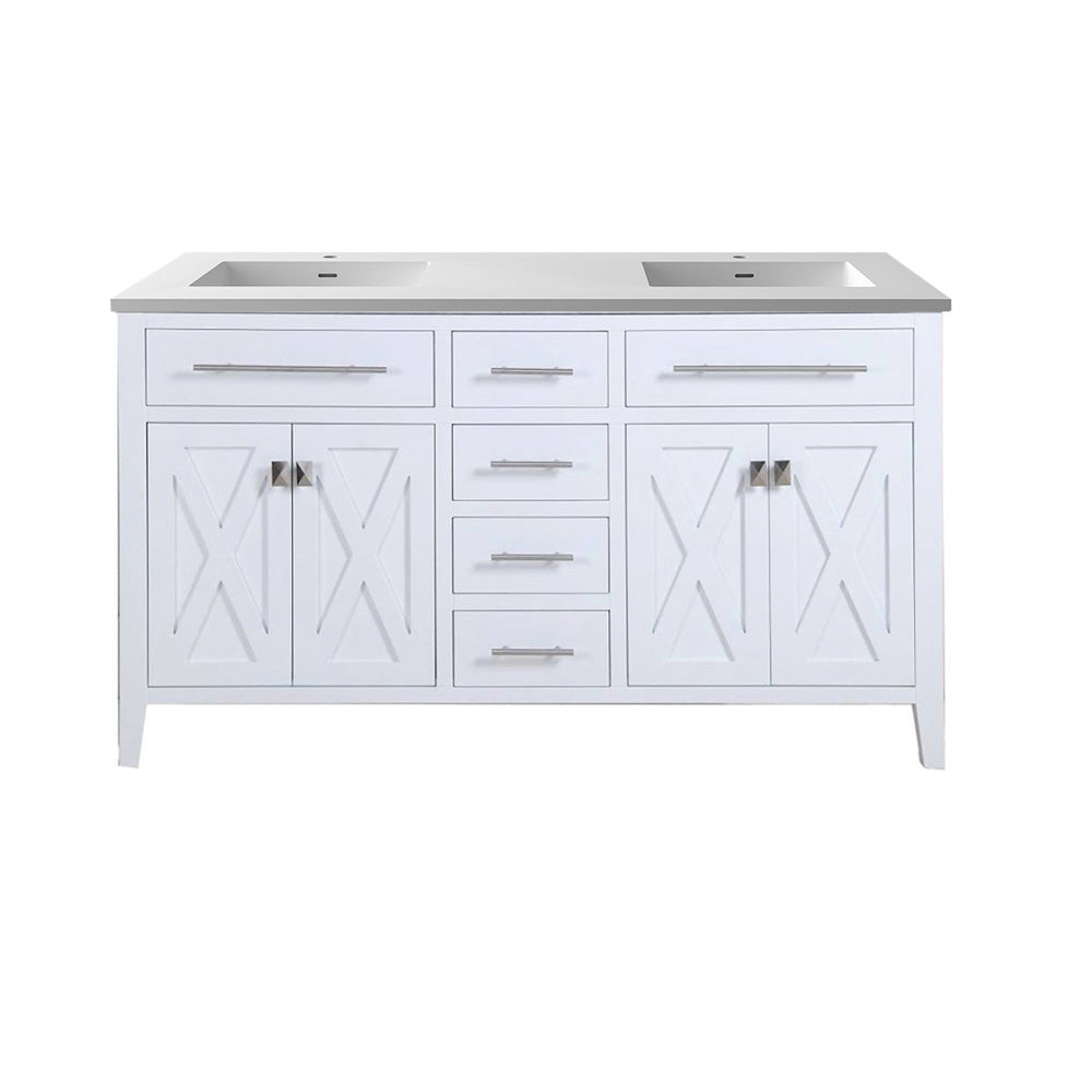 Wimbledon  60" White Double Sink Bath Vanity Set 313YG319-60W-MW Matte White Top