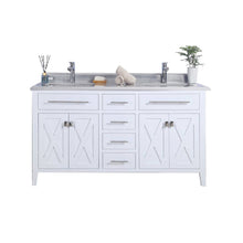 Load image into Gallery viewer, Wimbledon  60&quot; White Double Sink Bath Vanity Set 313YG319-60W-WS White Stripes Top
