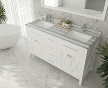 Load image into Gallery viewer, Wimbledon  60&quot; White Double Sink Bath Vanity Set 313YG319-60W-WS White Stripes Top up