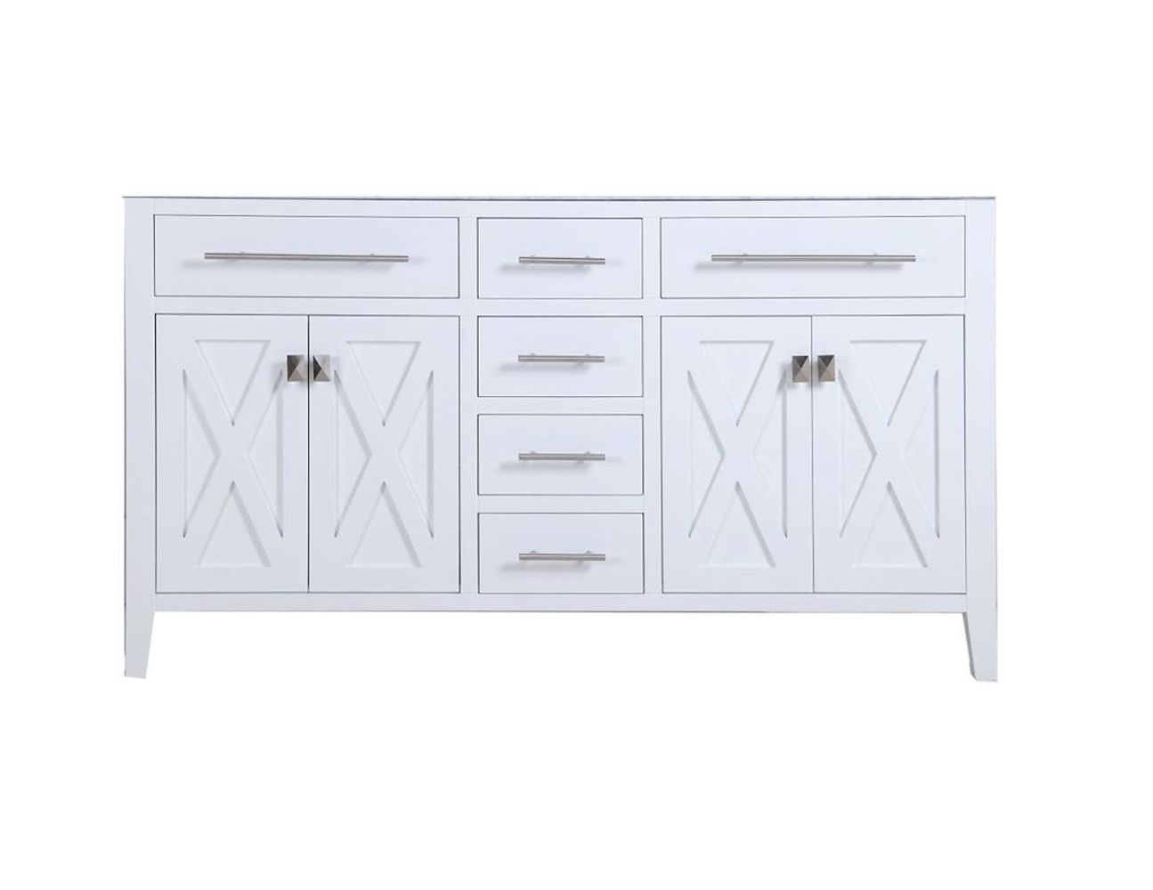 Wimbledon 313YG319-60W White Double Sink Bath Cabinet 60" 