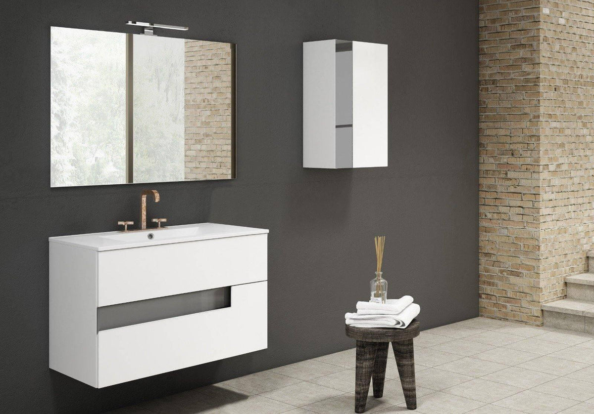 Lucena Bath Vision 24" Contemporary Wood single sink Vanity in White & White handle / Abedul & Tortora / Canela & Black / White & Black / White & Grey / Grey & White - The Bath Vanities