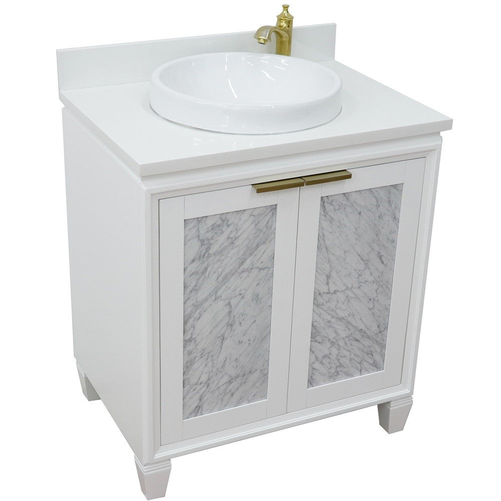 Bellaterra 31" Wood Single Vanity w/ Counter Top and Sink 400990-31-WH-WERD