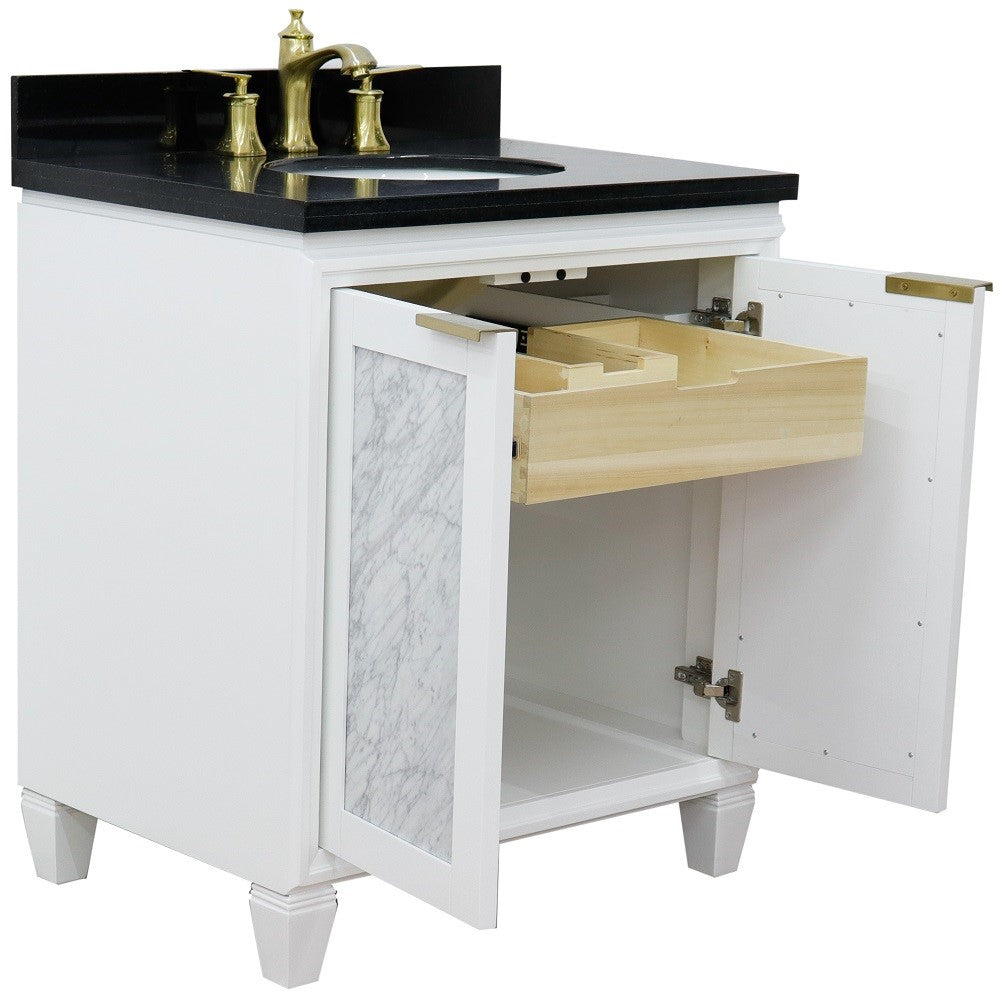 Bellaterra 31" Wood Single Vanity w/ Counter Top and Sink 400990-31-WH-BGO