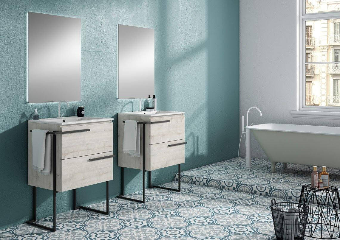 Lucena Bath Scala 24" Single Sink Vanity with Legs and Towel Bar in Abedul, White or Tera. - The Bath Vanities