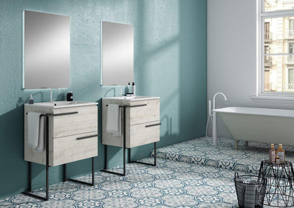 Lucena Bath Scala 40" Single Sink Vanity with Legs and Towel Bar in Abedul, White or Tera. - The Bath Vanities