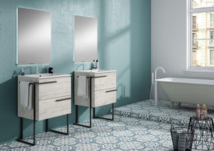Lucena Bath Scala 32" Single Sink Vanity with Legs and Towel Bar in Abedul, White or Tera. - The Bath Vanities