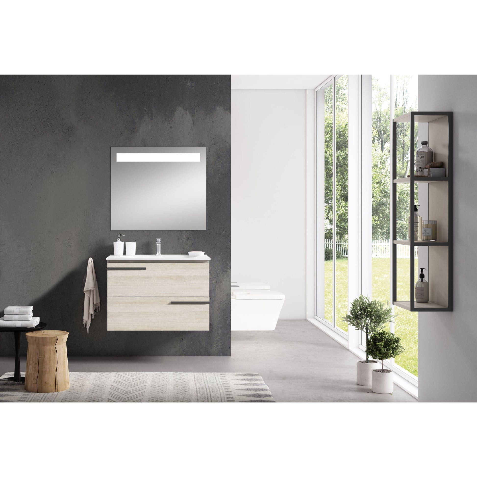 Lucena Bath Scala 40" Single Sink Vanity with Legs and Towel Bar in Abedul, White or Tera. - The Bath Vanities