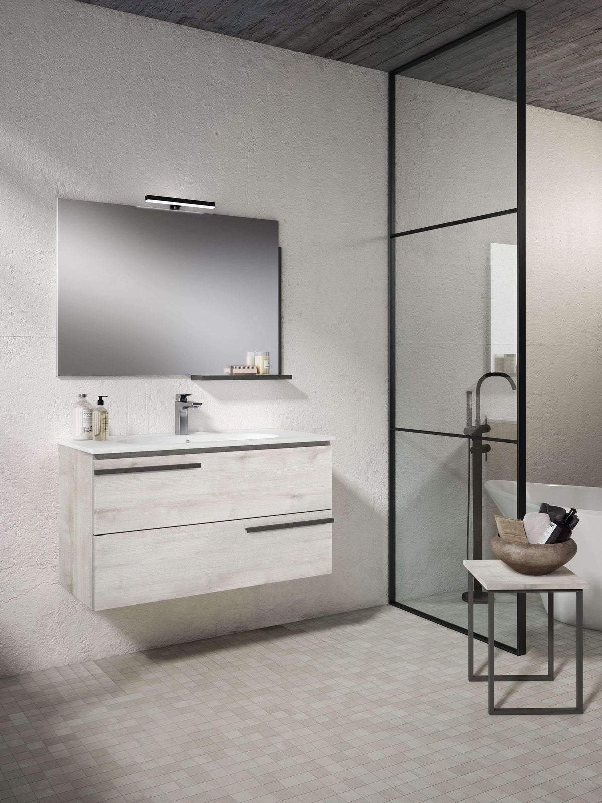 Lucena Bath Scala 24" single sink Vanity in Abedul, White or Tera. - The Bath Vanities