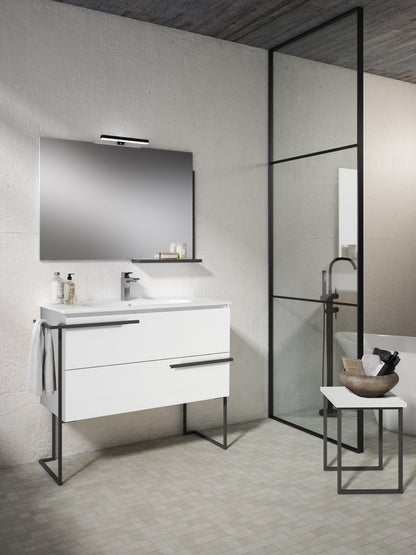 Lucena Bath Scala 32" Single Sink Vanity with Legs and Towel Bar in Abedul, White or Tera. - The Bath Vanities