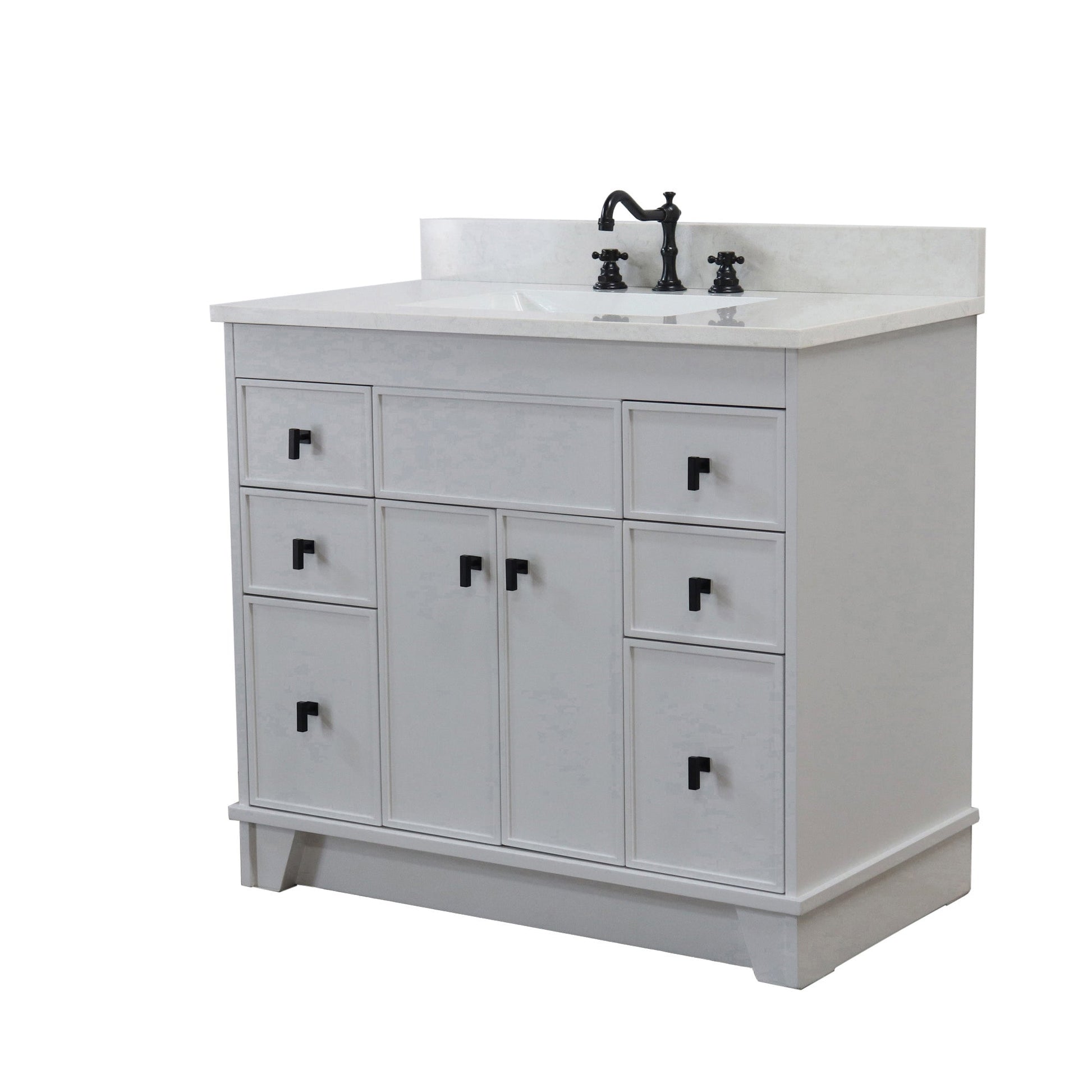 3922-BL-FG-AQ  39 in. Single Sink Vanity in French Gray finish with Engineered Quartz Top