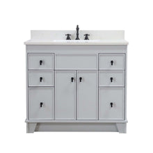 Load image into Gallery viewer, 3922-BL-FG-AQ  39 in. Single Sink Vanity in French Gray finish with Engineered Quartz Top