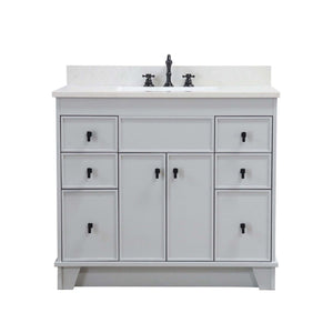 3922-BL-FG-AQ  39 in. Single Sink Vanity in French Gray finish with Engineered Quartz Top