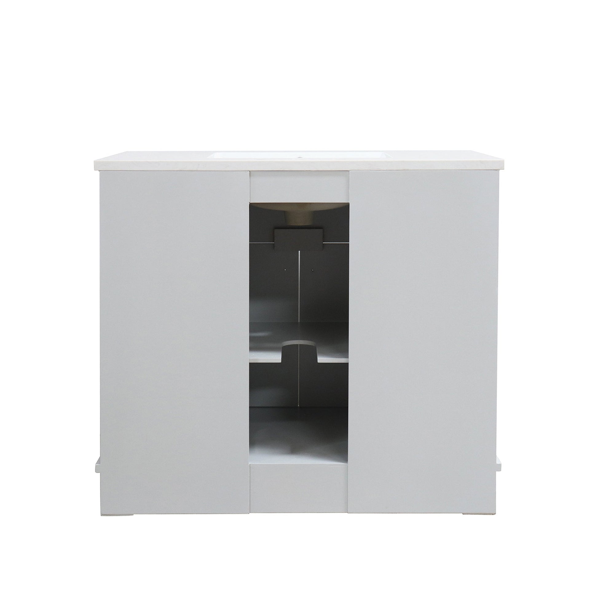 3922-BL-FG-AQ  39 in. Single Sink Vanity in French Gray finish with Engineered Quartz Top, back