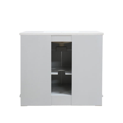 3922-BL-FG-AQ  39 in. Single Sink Vanity in French Gray finish with Engineered Quartz Top, back