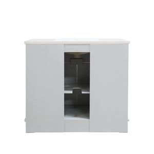 3922-BL-FG-AQ  39 in. Single Sink Vanity in French Gray finish with Engineered Quartz Top, back