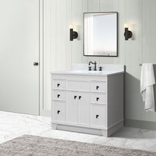Load image into Gallery viewer, 3922-BL-FG-AQ  39 in. Single Sink Vanity in French Gray finish with Engineered Quartz Top, Mirror
