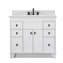 Load image into Gallery viewer, 3922-BL-FG-AQ  39 in. Single Sink Vanity in French Gray finish with Engineered Quartz Top,  front