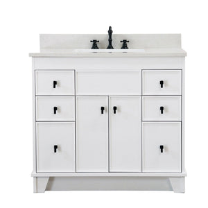 3922-BL-FG-AQ  39 in. Single Sink Vanity in French Gray finish with Engineered Quartz Top,  front