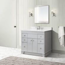 Load image into Gallery viewer, 39 in. Single Sink Vanity in French Gray finish with Engineered Quartz Top, Brushed Nickel Hardware